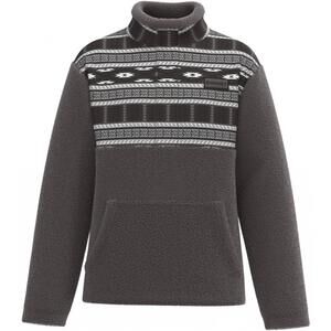 NEW HOOEY men's sherpa fleece pullover sweater in grey/white aztec